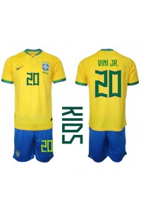 Fotbalové Dres Brazílie Vinicius Junior #20 Dětské Domácí Oblečení MS 2022 Krátký Rukáv (+ trenýrky)